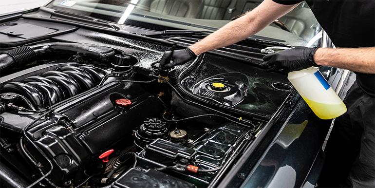 Professional engine cleaning service in South Florida, showcasing the meticulous cleaning of engine components and enhancing vehicle performance.