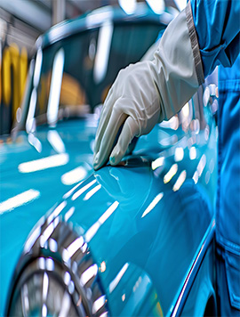 Expert technician performing paint restoration on a classic car at Broward Detailers, enhancing its glossy finish in South Florida.